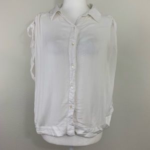 Free People White Collared Button Down Blouse